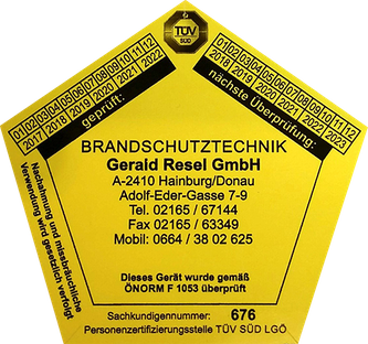 Brandschutztechnik Gerald Resel GmbH Überprüfungsetikett